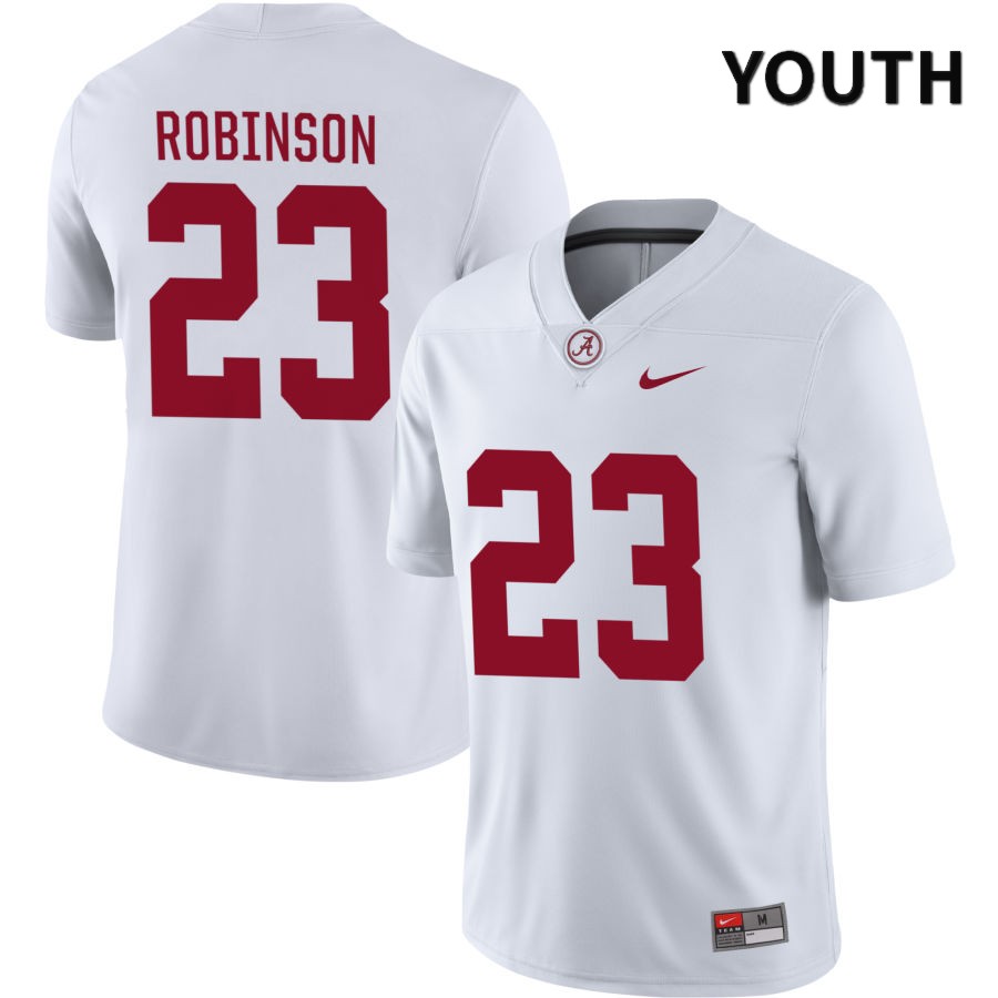 Alabama Crimson Tide Youth Jahquez Robinson #23 NIL White 2022 NCAA Authentic Stitched College Football Jersey PF16R16WZ